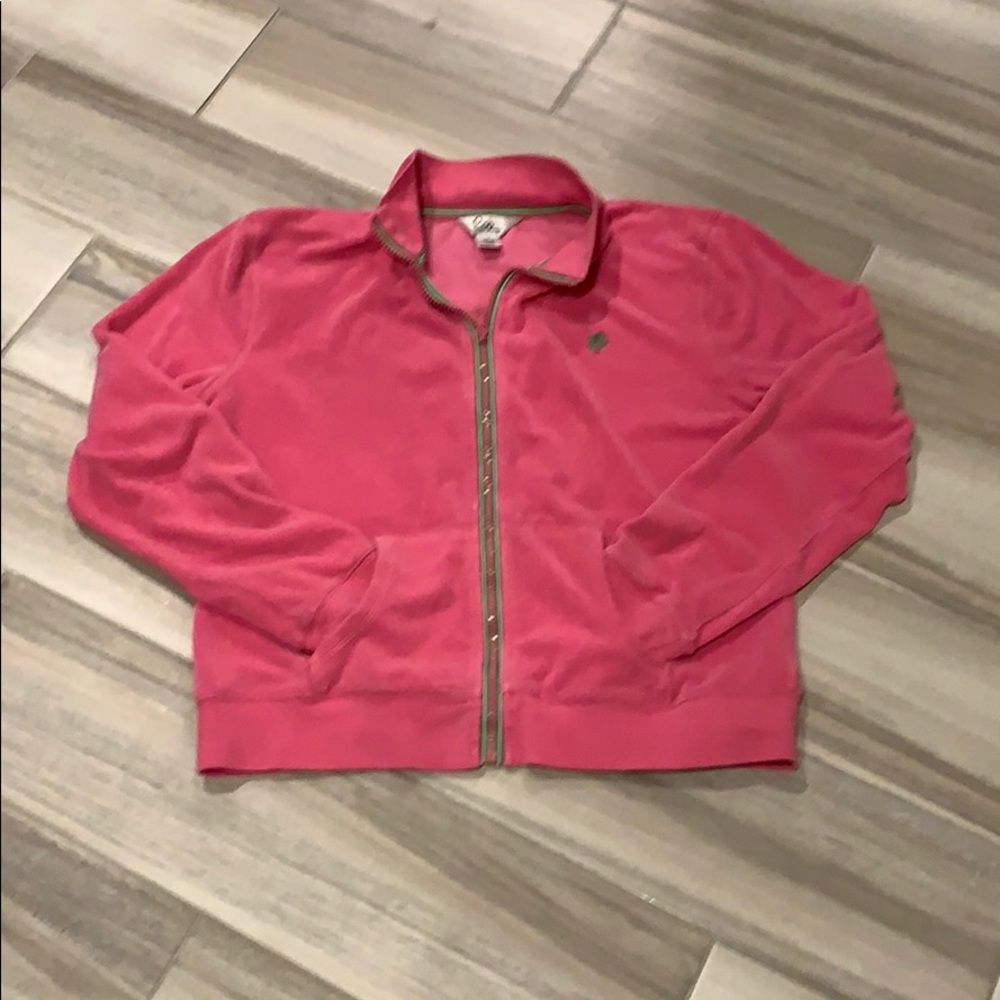 Lilly Pulitzer Terry Cloth Zip- Up sweater